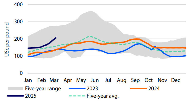 Breast meat prices steady and well ahead of year-ago levels